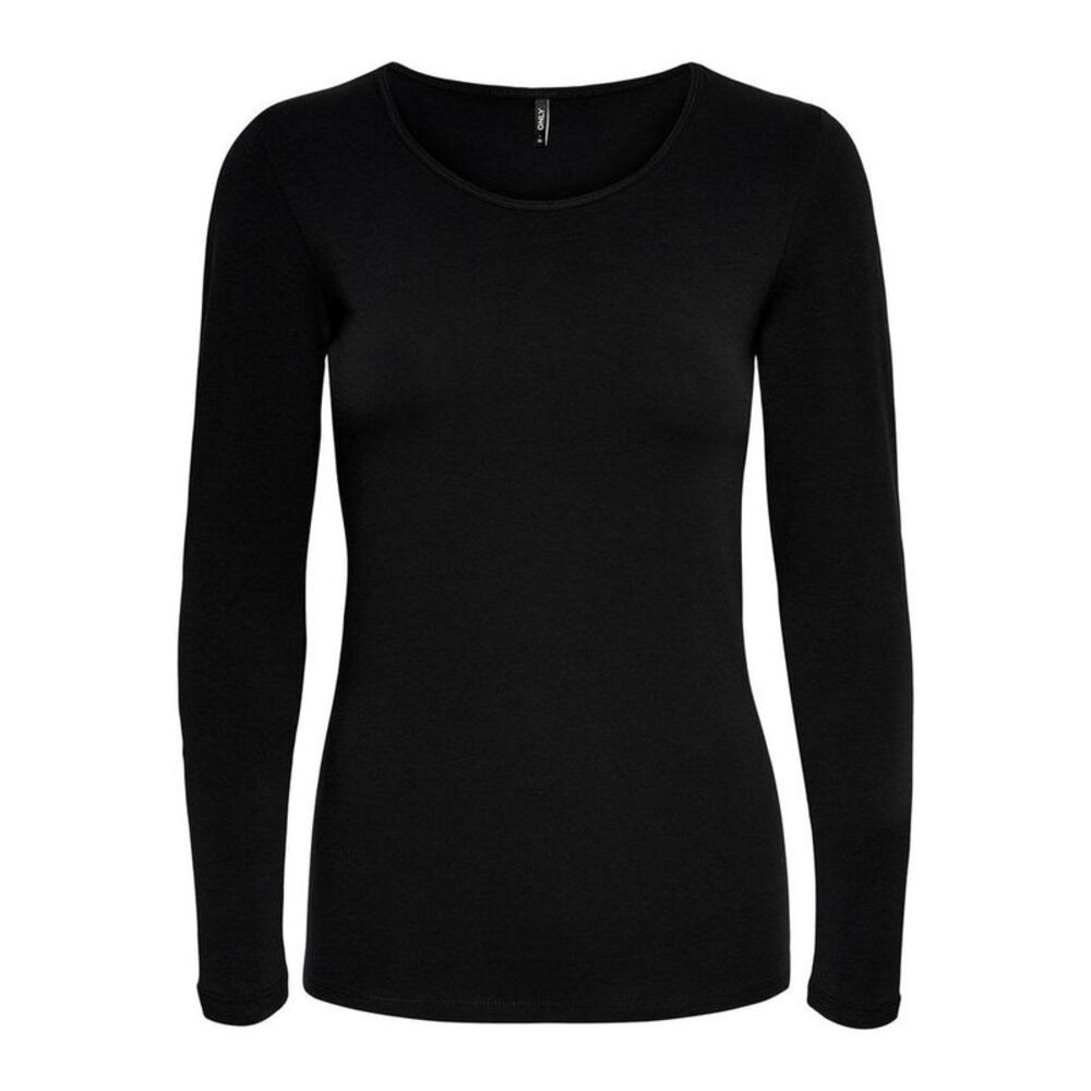 Only Black Cotton Long Sleeve Women's T-Shirt